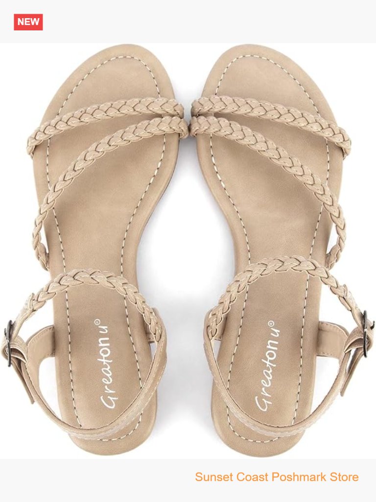 Flat Sandals Slip On Summer Gladiator Open Toe Braided Slingback